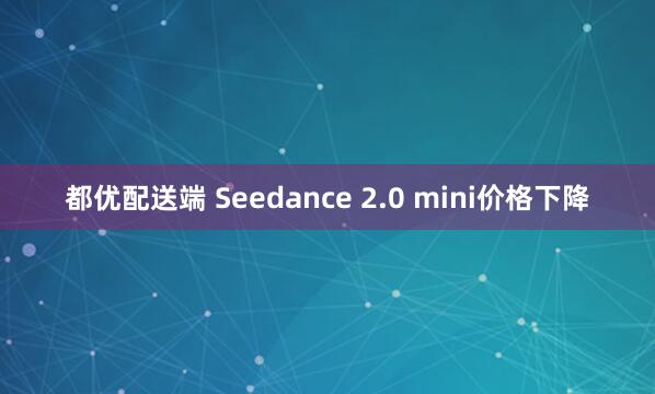 都优配送端 Seedance 2.0 mini价格下降